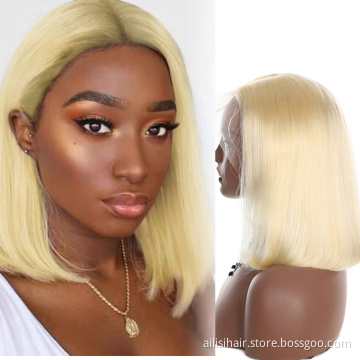 Short Human Hair Wigs Human Hair Lace Front Brazilian Human Hair Wigs Blonde 613 Wig